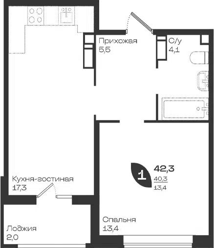 Планировка 1-к.кв