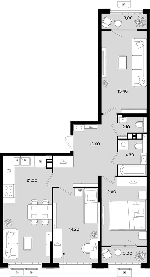 Планировка 4Е-к.кв