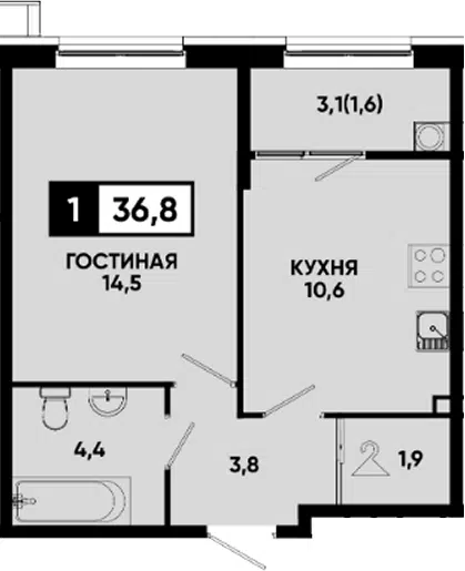 Планировка 1-к.кв