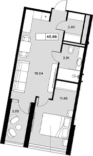 Планировка 1-к.кв