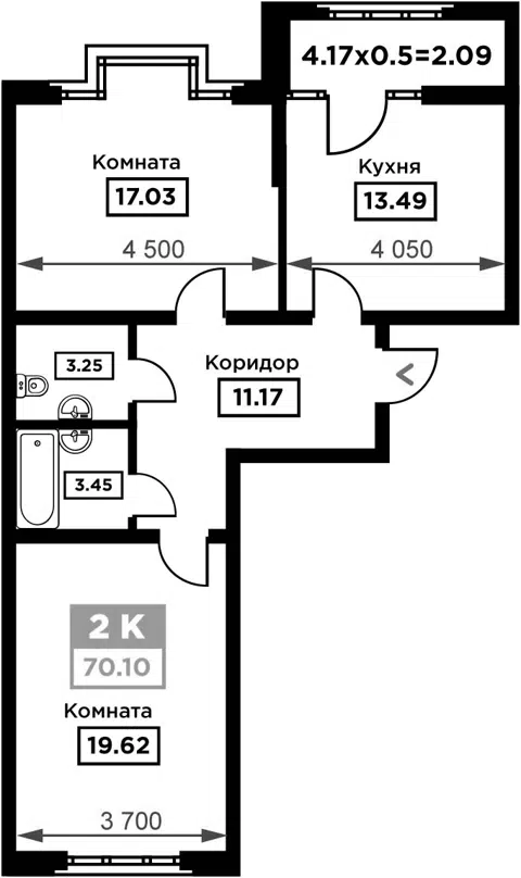 Планировка 2-к.кв