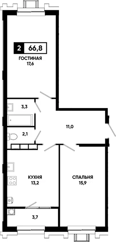 Планировка 2-к.кв