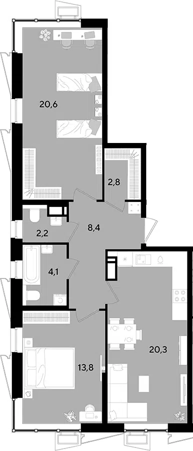 Планировка 3Е-к.кв