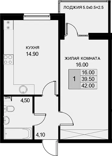 Планировка 1-к.кв