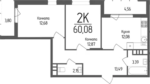 Планировка 2-к.кв
