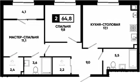 Планировка 3Е-к.кв