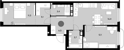 Планировка 3Е-к.кв