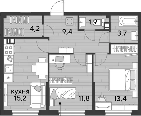 Планировка 2-к.кв