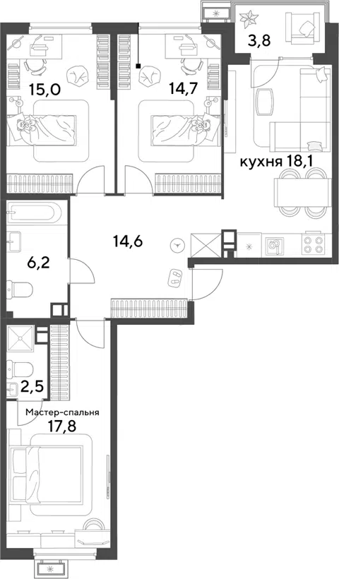 Планировка 4Е-к.кв