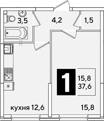 Планировка 1-к.кв