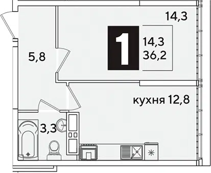 Планировка 1-к.кв