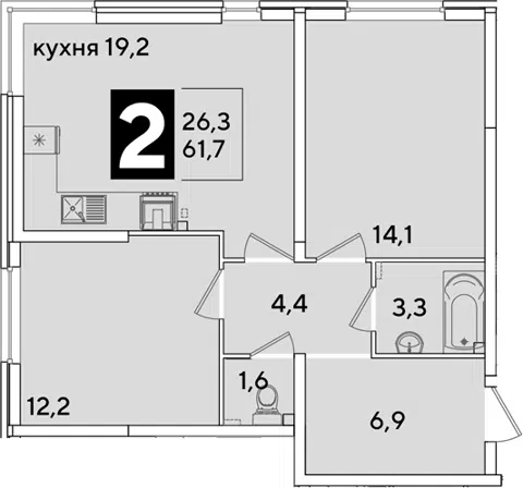 Планировка 3Е-к.кв
