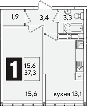 Планировка 1-к.кв