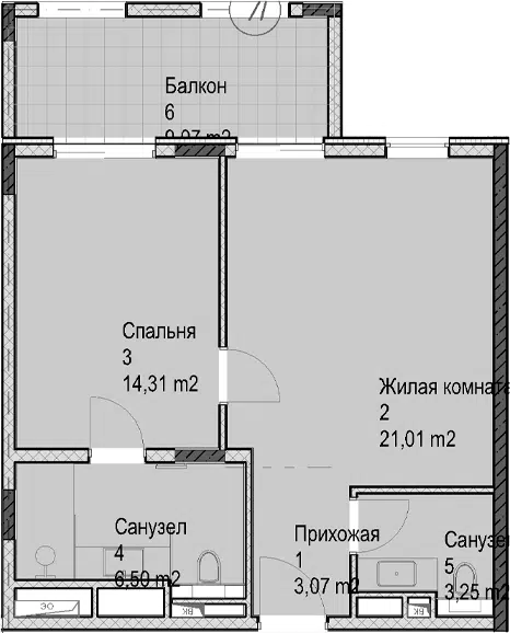 Планировка 2Е-к.кв