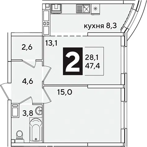 Планировка 2-к.кв