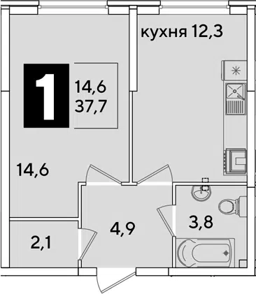 Планировка 1-к.кв