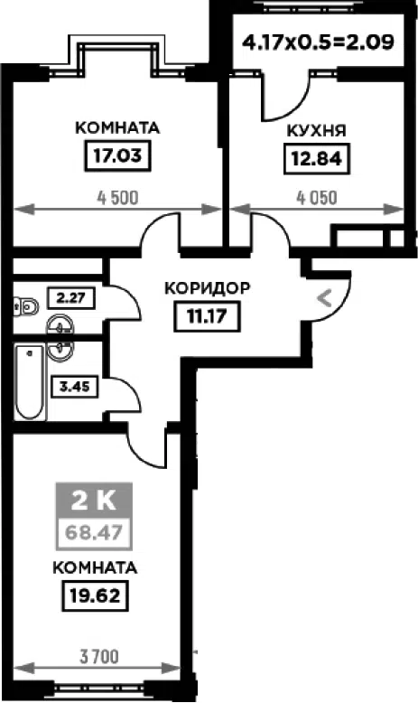 Планировка 2-к.кв