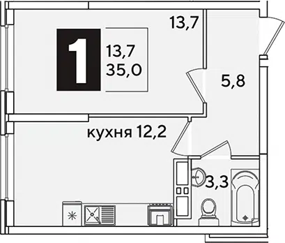 Планировка 1-к.кв