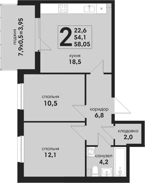 Планировка 3Е-к.кв