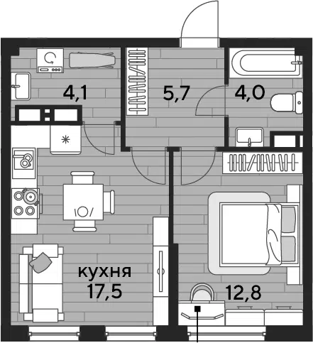 Планировка 1-к.кв