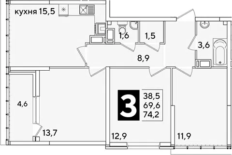 Планировка 4Е-к.кв