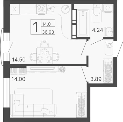 Планировка 1-к.кв