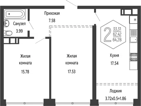 Планировка 3Е-к.кв