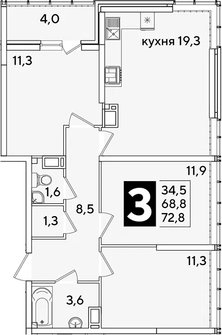 Планировка 4Е-к.кв