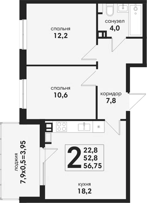 Планировка 3Е-к.кв