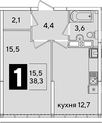Планировка 1-к.кв