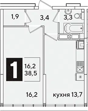 Планировка 1-к.кв