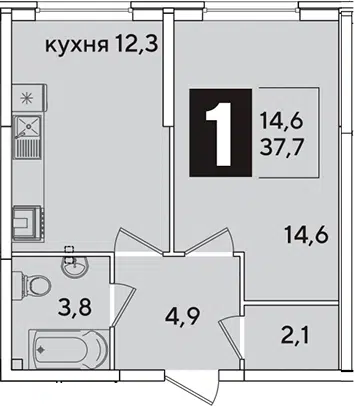 Планировка 1-к.кв