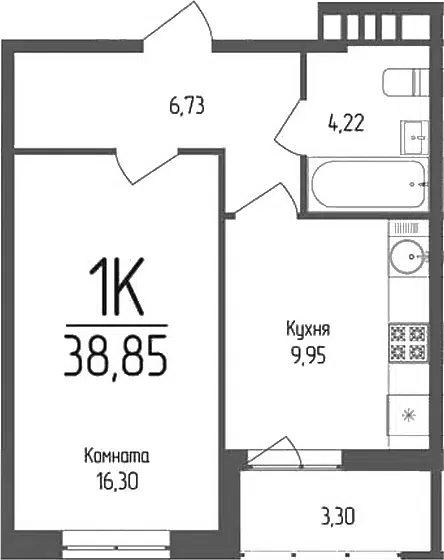 Планировка 1-к.кв