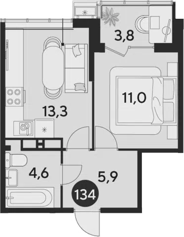 Планировка 2Е-к.кв