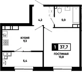 Планировка 1-к.кв