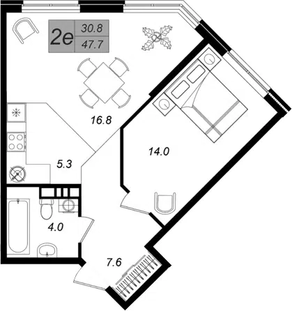 Планировка 2Е-к.кв