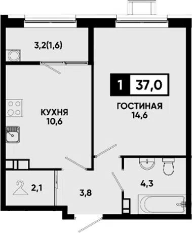 Планировка 1-к.кв