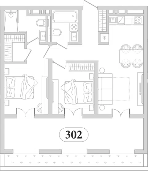 Планировка: 2-к.кв