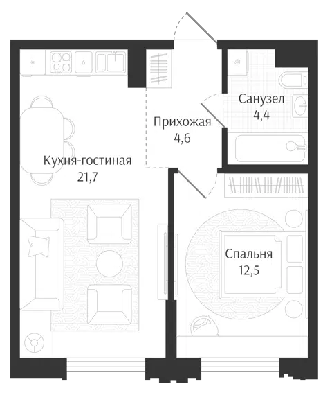 Планировка 2Е-к.кв