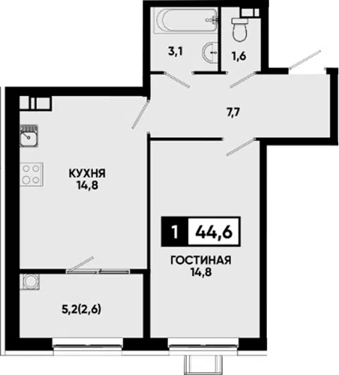 Планировка 1-к.кв