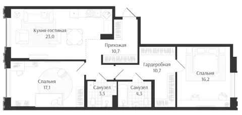 Планировка 3Е-к.кв