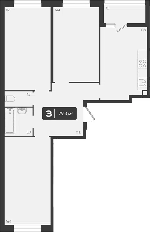 Планировка 3-к.кв