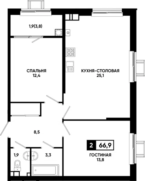 Планировка 2-к.кв