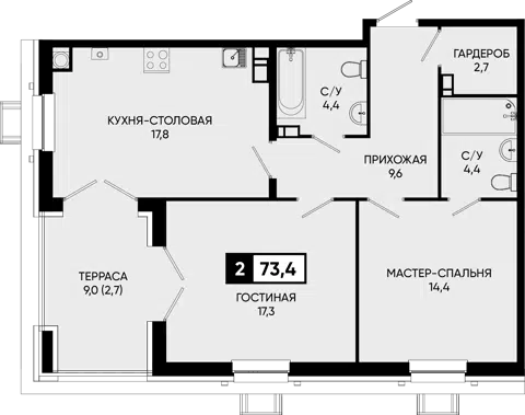 Планировка 2Е-к.кв