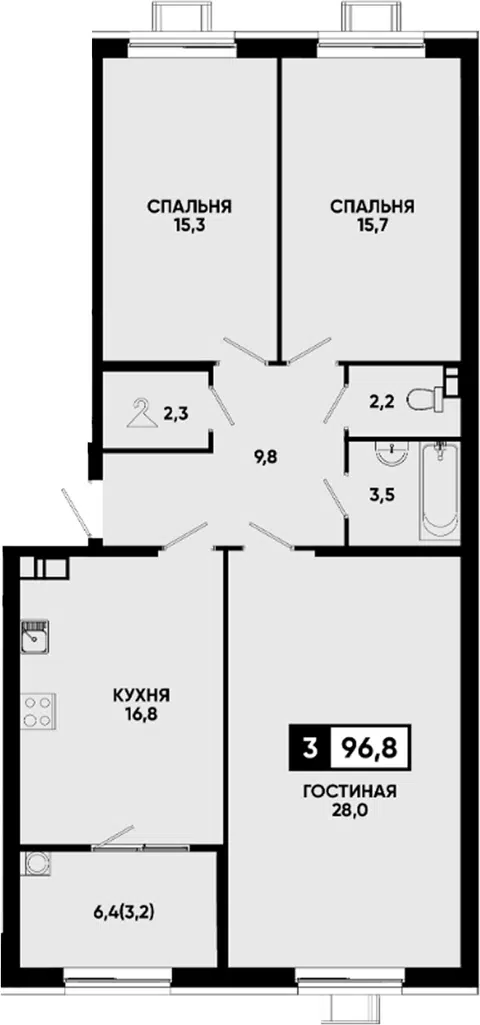 Планировка 3-к.кв