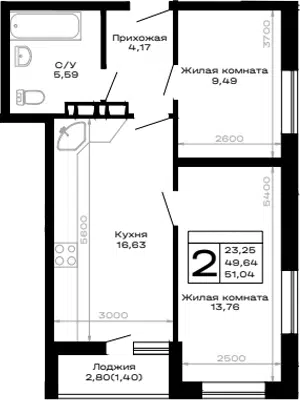 Планировка 2-к.кв