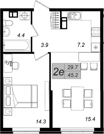 Планировка 2Е-к.кв
