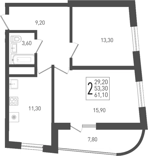 Планировка 2-к.кв