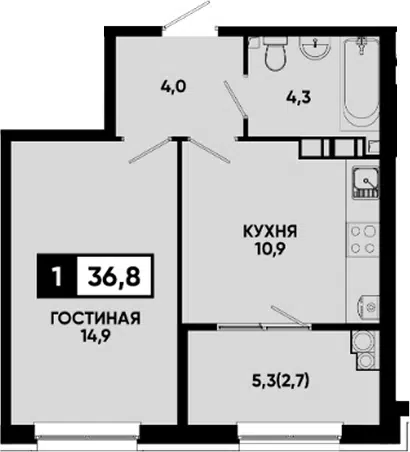 Планировка 1-к.кв