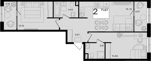 Планировка 3Е-к.кв